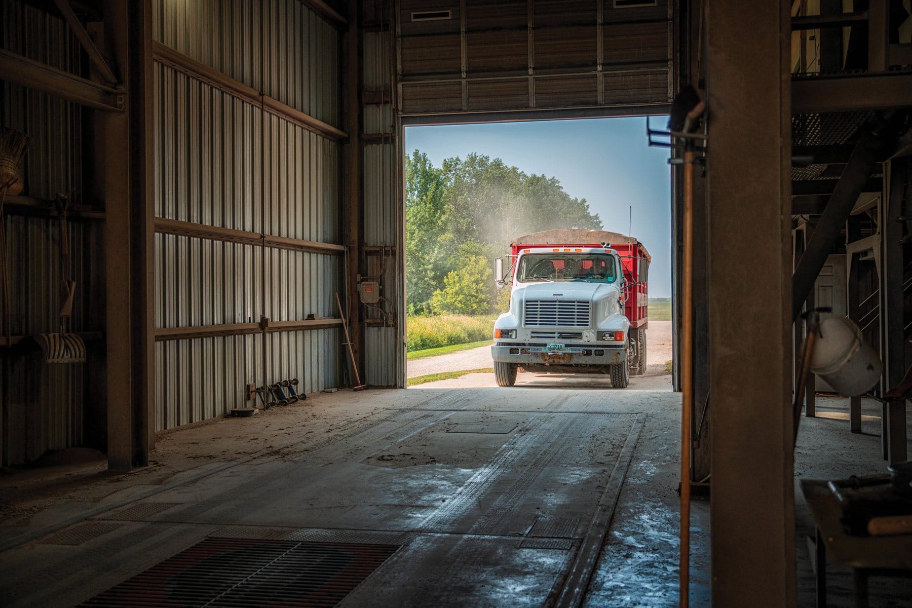 Grain truck arriving at the elevator